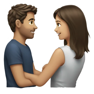 Back girl with brunette boy sticker