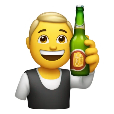 an emoji drinking a bottle of beer sticker
