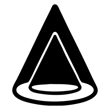 Two nested outline light cones: outer cone 2-pt stroke, inner cone 1-pt stroke, same royal-blue color, centered on a white square canvas, flat vector icon, minimal, no fill, no gradients, no text, extremely crisp line art
 sticker