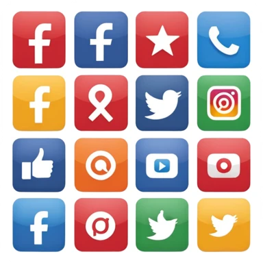 Socail media sauare emoji style icons 
Creat the quadrant with the logos of FB, X, Trustpilot, Instagram, Youtube, Linkedin sticker