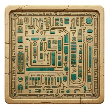 ancient Egyptian hieroglyphic tablet with circuit board patterns sticker