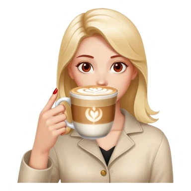 Holding a latte with one hand (red nails, gold ring) sticker