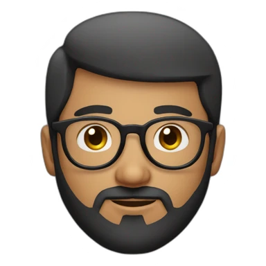indian guy with round glasses with fair skin with straight hair with round fully circular glasses black eyes black hair with trimmed beard sticker