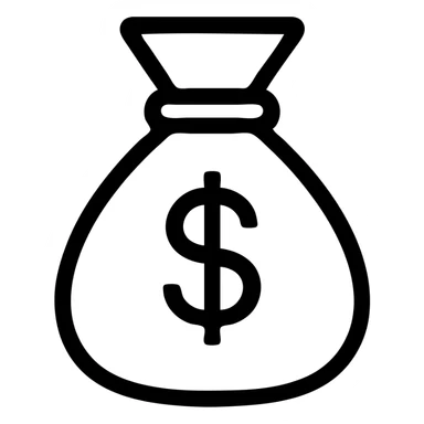 money bag icon, outlined style, monochrome, professional appearance sticker