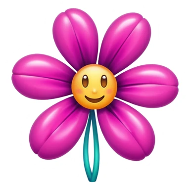 flower, shiny, inflated look, playful, exaggerated features sticker