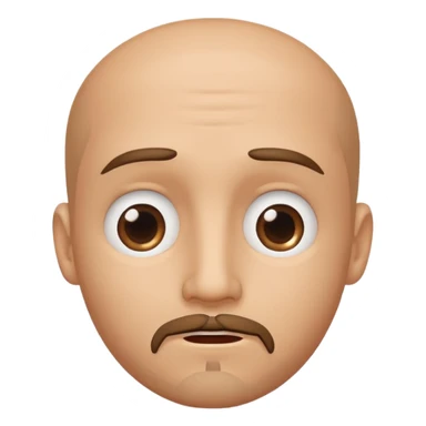 face with a goatee, eyes looking up, thinking pose, classic emoji style sticker