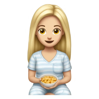 White girl in pajamas with snacks  sticker