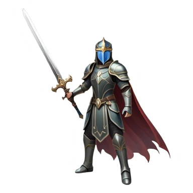 An icon featuring a hero with a closed visor, standing in a majestic, mystical landscape, inspired by RPGs like Elden Ring. The design includes a stunning, ethereal background with towering castles and distant mountains, symbolizing the adventure and mystery. Transparent background sticker