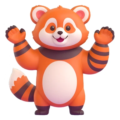 red panda waving and saying hello, friendly expression sticker