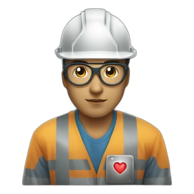 nuclear power plant workers with heart -shaped eyes sticker