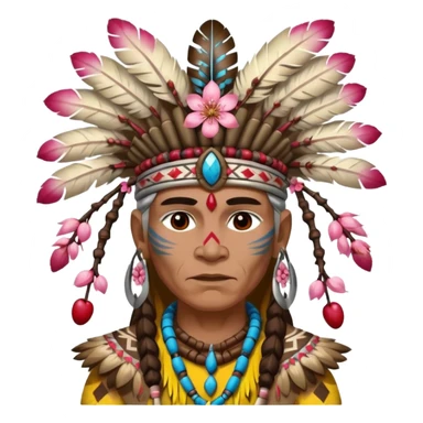 tribal shaman with cherry blossom sticker