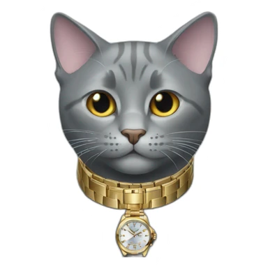 all gray cat with rolex watch sticker