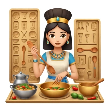 ancient Egyptian cooking scene in hieroglyphic style sticker