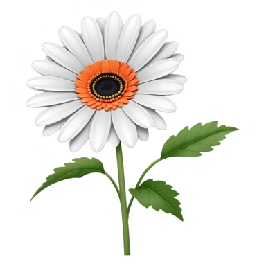 single Gerbera Daisy White, straight stem sticker