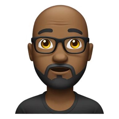 black man with a bald head, glasses, a beard, and a goatee shrugging his shoulders. sticker