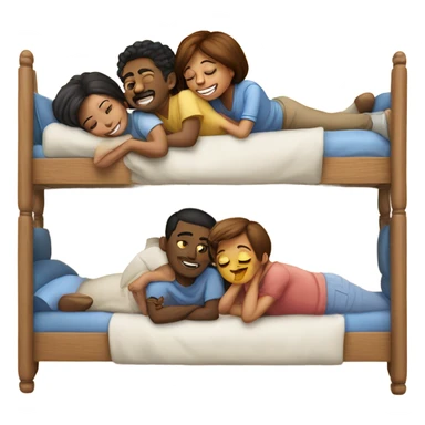 5 people in upper bunk bed  sticker