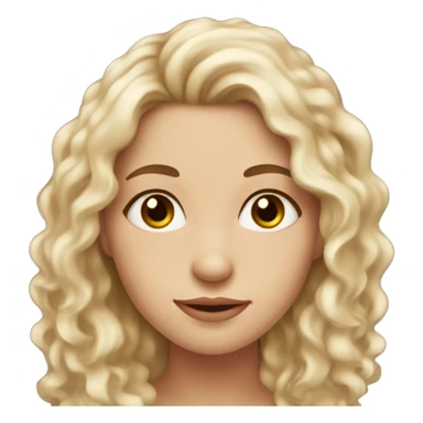 Fair skin girl ,with hazel eyes ,feminine face  and has long dark brown curly hair  sticker