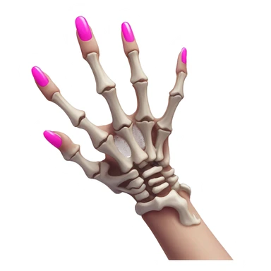 Skeleton hand 5 fingers with pink polish nails minimalistic  sticker