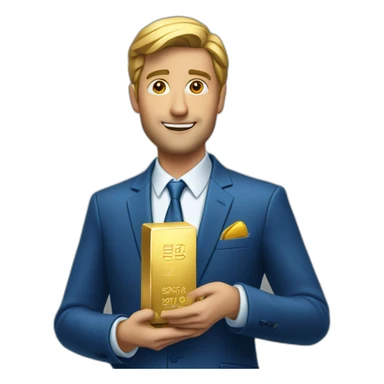 High-resolution-Posh-man-with-blue-suit-offering-goldbar sticker