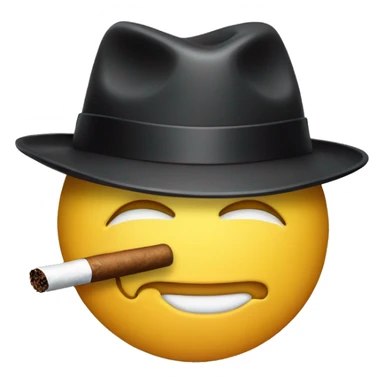 The face has a fedora hat on and the emoji has a cigar in its mouth. mafia emoji sticker