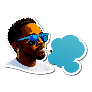 Kendrick Lamar smoking with sunglasses  sticker