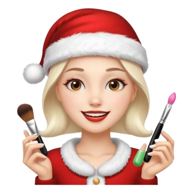 clean and vanilla girl who loves cosmetics and fashion with santa claus hat like holiday mood sticker