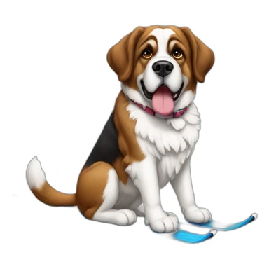 Chien st Bernard qui fait du ski sticker