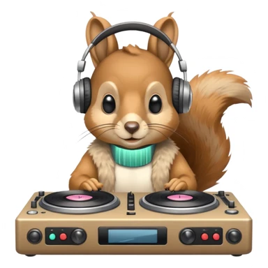 squirrel DJ with turntables sticker