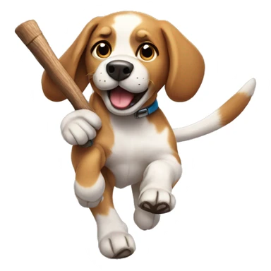 Dog with a stick running sticker