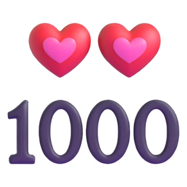 the number '100' with two hearts, one on each side sticker