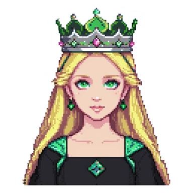 beautiful princess with blonde hair and striking green eyes wearing a crown sticker