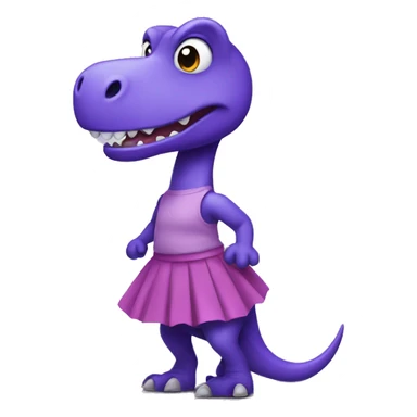 purple dinosaur wearing a skirt sticker