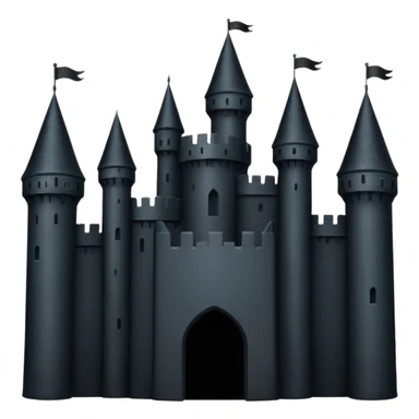 iOS emoji, minimal dark fantasy, black castle silhouette, flat sticker