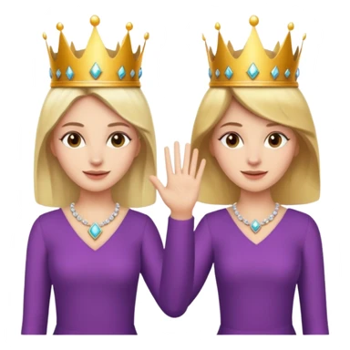 two women with crowns and the same outfit making high five sticker