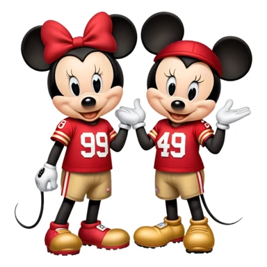 Mickey and Minny in 49ers jerseys  sticker