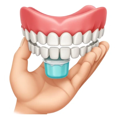 Dentures in palm of hand sticker