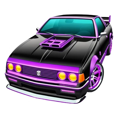 Extravagant luxury car tuned by MTV's Pimp My Ride crew, featuring neon lights under the chassis, nitro parts and chrome rims sticker