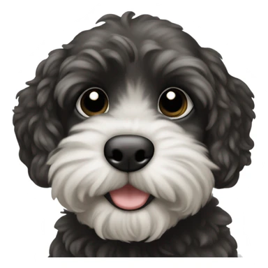 Black havapoo puppy with white chin sticker