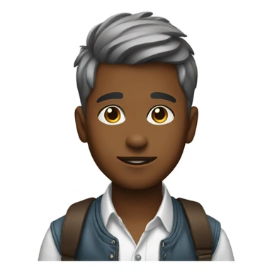 confident boy in stylish attire with puppy ears sticker