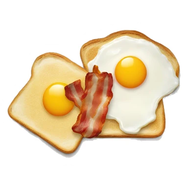 “Two fried eggs, crispy bacon, and buttered toast on a plate.” sticker