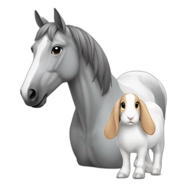 A horse with a rabbit grey and White  sticker