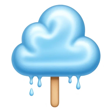 Blue glossy cotton candy cloud with shimmering sugar coating and lustrous shine sticker