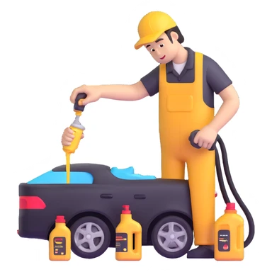 mechanic changing car oil sticker