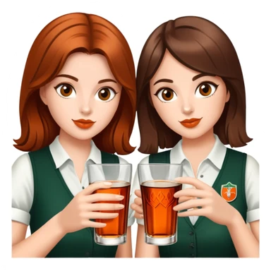 Two girls with brown hair drink jagermaister sticker