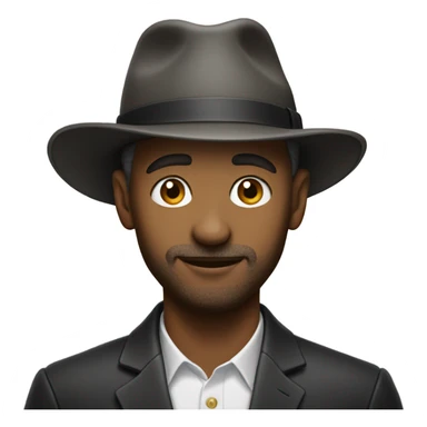 portrait of a stylish male with a very small hat sticker