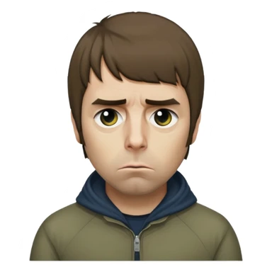 Liam Gallagher looking sad, emoji style sticker