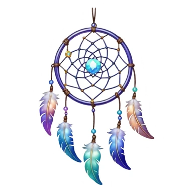 Iridescent shiny transparent crescent nebula Dreamcatcher-suncatcher hanging from a thread sticker