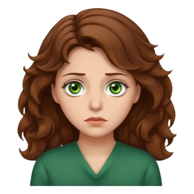 sad woman with brown wavy hair and green eyes sticker