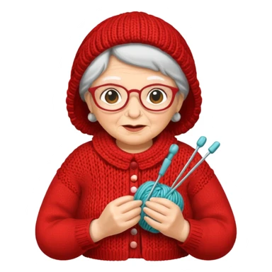 knitting grandma red sticker
