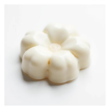 realistic white flower-shaped candy, isolated on a transparent background, no visible background sticker